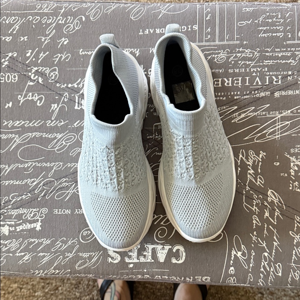 Light Gray Knit Slip-On Sneakers